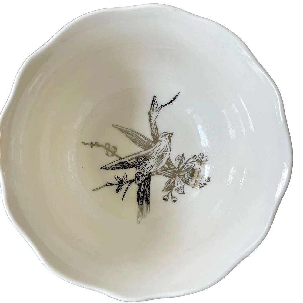 222 Fifth ADELAIDE GOLD Cereal Soup Bowl 5.5in Set of 4 Porcelain New